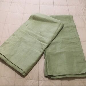 Restoration Hardware Heavy Textured Linen Curtain Drapes Green 50 x 96” PAIR